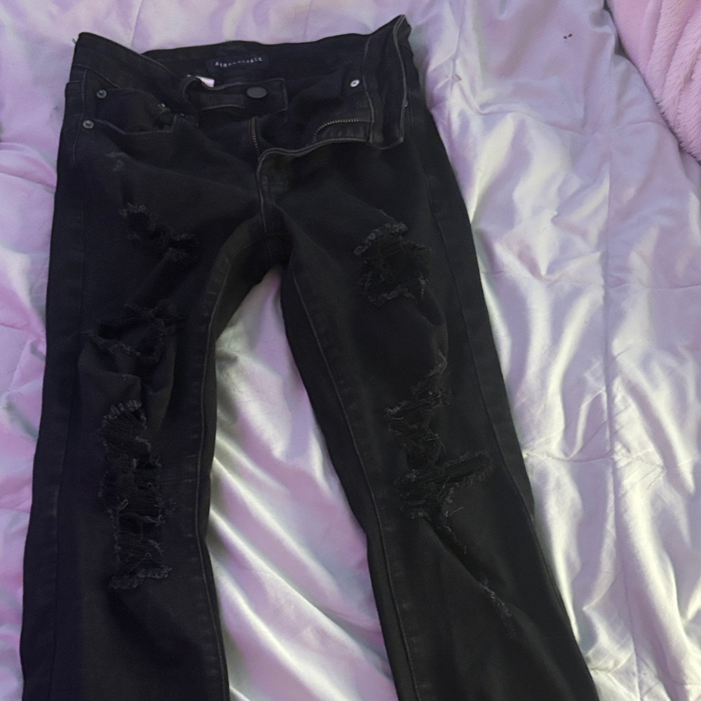 Aeropostale Black Distressed Skinny Jeans
